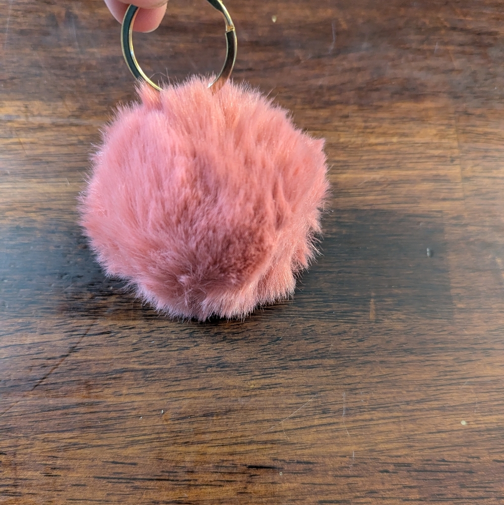 Pink Fluffy Keychain Pom Pom